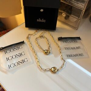 Gold Necklace and Bracelet Set